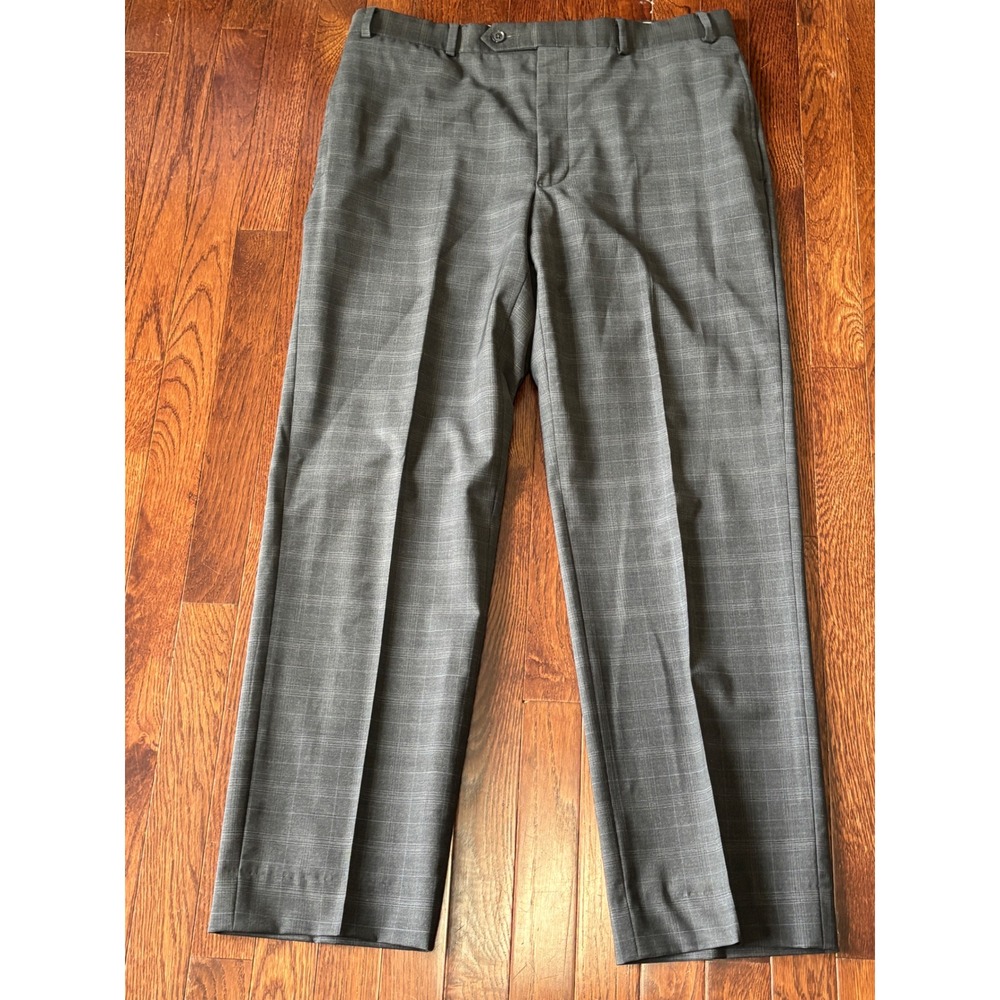 Brooks Brothers 346 Fitzgerald Fit Gray Plaid Wool Blend Pants 36x30